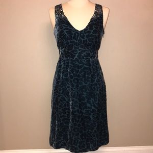 Anthropology Teal Velvet Dress